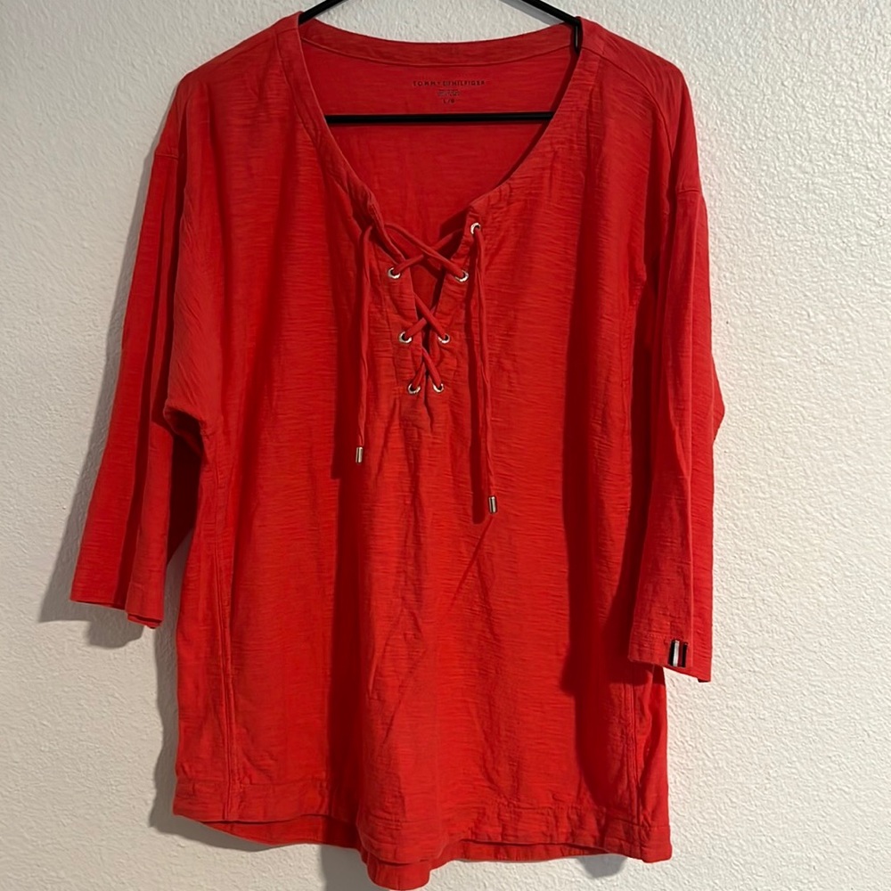 Tommy Hilfiger Coral Blouse with Tie Detail
